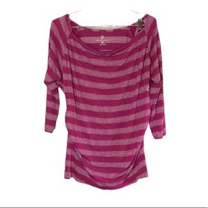 NY & Co || NWT || Magenta Striped Shimmery Cinched Blouse
